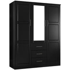 Armoire Palace Imports Cosmo à 3 portes en bois massif à 100 %, avec portes en bois massif ou miroirs