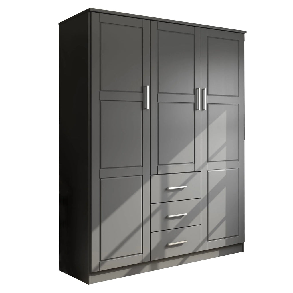 Armoire Palace Imports Cosmo à 3 portes en bois massif à 100 %, avec portes en bois massif ou miroirs