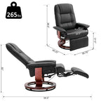 Fauteuil inclinable HomCom en similicuir avec base pivotante manuelle réglable et repose-pieds confortable et relaxant