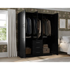 Armoire Palace Imports Cosmo à 3 portes en bois massif à 100 %, avec portes en bois massif ou miroirs