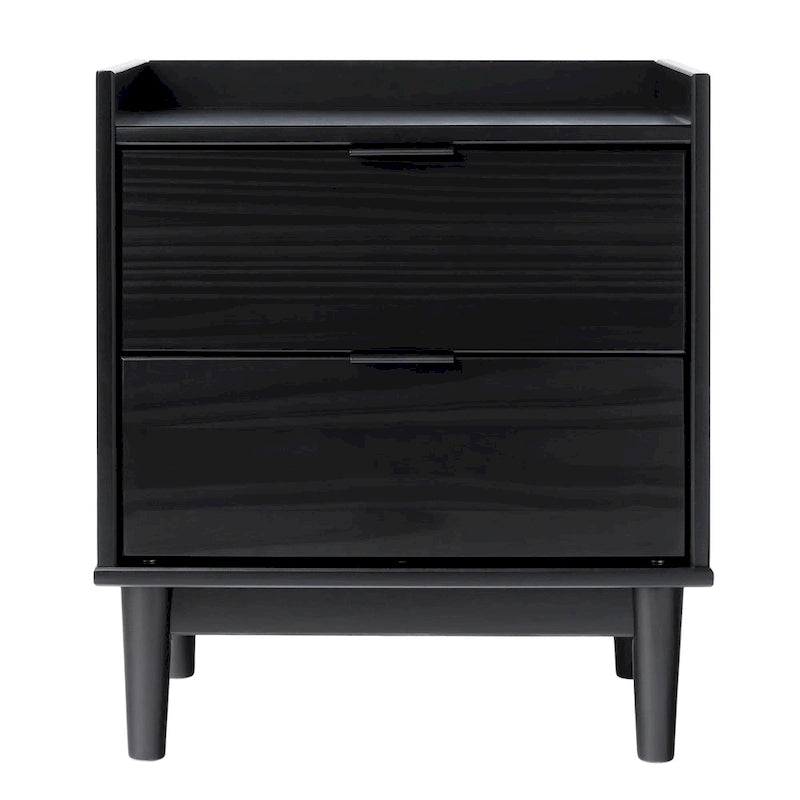 Table de chevet Mid-Century Modern 2 tiroirs en bois massif, table de nuit avec rangement