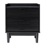 Table de chevet Mid-Century Modern 2 tiroirs en bois massif, table de nuit avec rangement