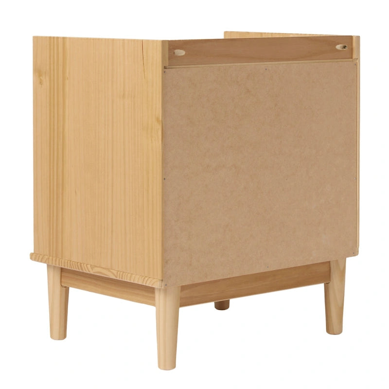 Table de chevet Mid-Century Modern 2 tiroirs en bois massif, table de nuit avec rangement