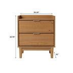 Table de chevet Mid-Century Modern 2 tiroirs en bois massif, table de nuit avec rangement