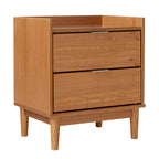 Table de chevet Mid-Century Modern 2 tiroirs en bois massif, table de nuit avec rangement