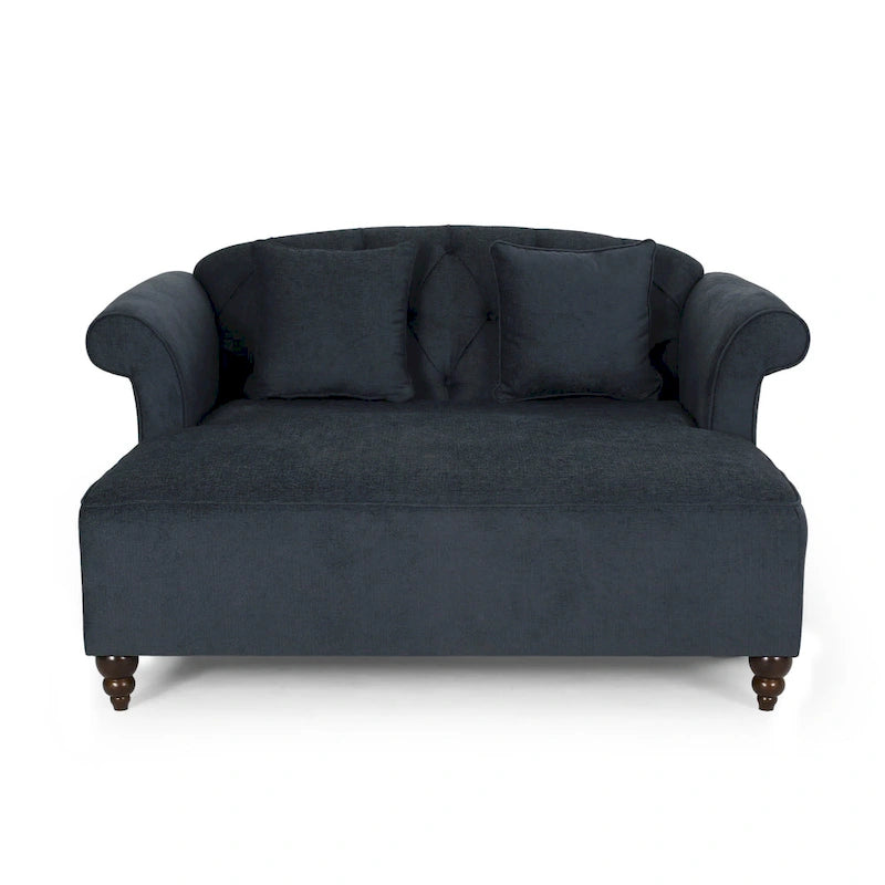 Causeuse-méridienne de 168 cm de couleur charbon avec pieds en bois de bouleau, fauteuil d'appoint moderne