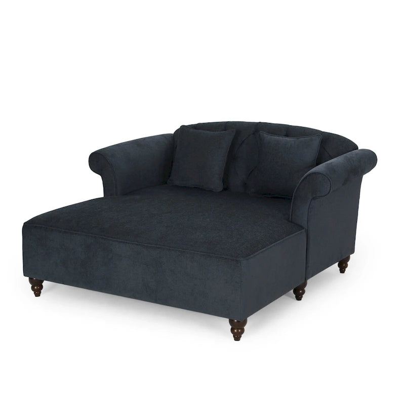 Causeuse-méridienne de 168 cm de couleur charbon avec pieds en bois de bouleau, fauteuil d'appoint moderne
