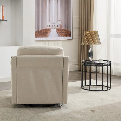 Fauteuil d'appoint moderne blanc crème de 30,3 po avec port de chargement USB, fauteuil rembourré