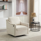 Fauteuil d'appoint moderne blanc crème de 30,3 po avec port de chargement USB, fauteuil rembourré