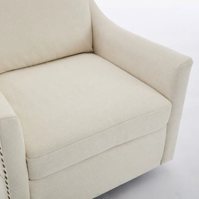 Fauteuil d'appoint moderne blanc crème de 30,3 po avec port de chargement USB, fauteuil rembourré