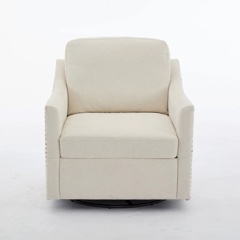 Fauteuil d'appoint moderne blanc crème de 30,3 po avec port de chargement USB, fauteuil rembourré