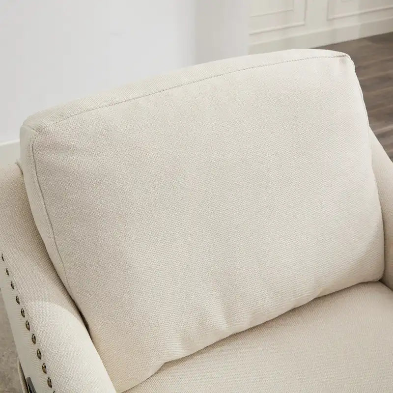 Fauteuil d'appoint moderne blanc crème de 30,3 po avec port de chargement USB, fauteuil rembourré