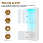 Meuble TV avec cheminée électrique non chauffante de 34,2", meuble de divertissement avec lumières LED, étagères en verre trempé pour TV jusqu'à 75"