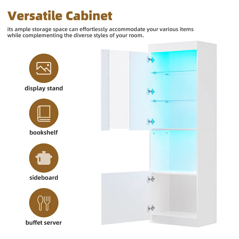 Meuble TV avec cheminée électrique non chauffante de 34,2", meuble de divertissement avec lumières LED, étagères en verre trempé pour TV jusqu'à 75"