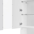 Meuble TV avec cheminée électrique non chauffante de 34,2", meuble de divertissement avec lumières LED, étagères en verre trempé pour TV jusqu'à 75"