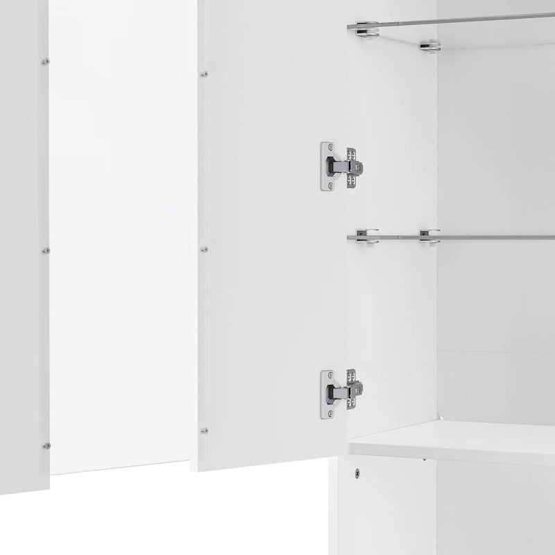 Meuble TV avec cheminée électrique non chauffante de 34,2", meuble de divertissement avec lumières LED, étagères en verre trempé pour TV jusqu'à 75"