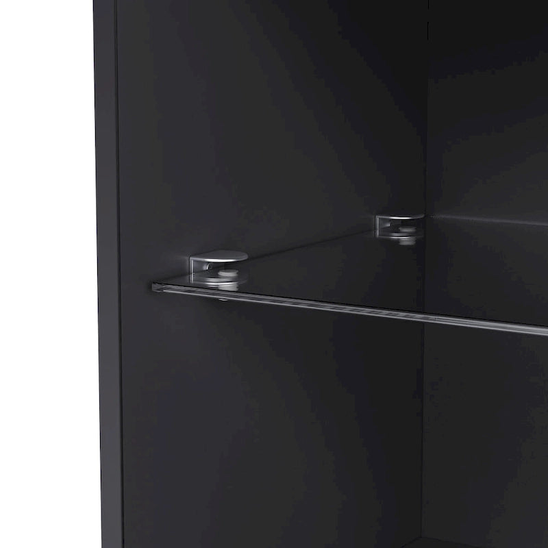 Meuble TV avec cheminée électrique non chauffante de 34,2", meuble de divertissement avec lumières LED, étagères en verre trempé pour TV jusqu'à 75"