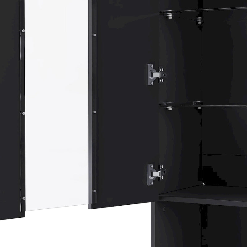 Meuble TV avec cheminée électrique non chauffante de 34,2", meuble de divertissement avec lumières LED, étagères en verre trempé pour TV jusqu'à 75"