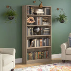 Bibliothèque haute à 5 étagères avec 3 étagères réglables, étagère en bois de 183 cm pour la maison et le bureau