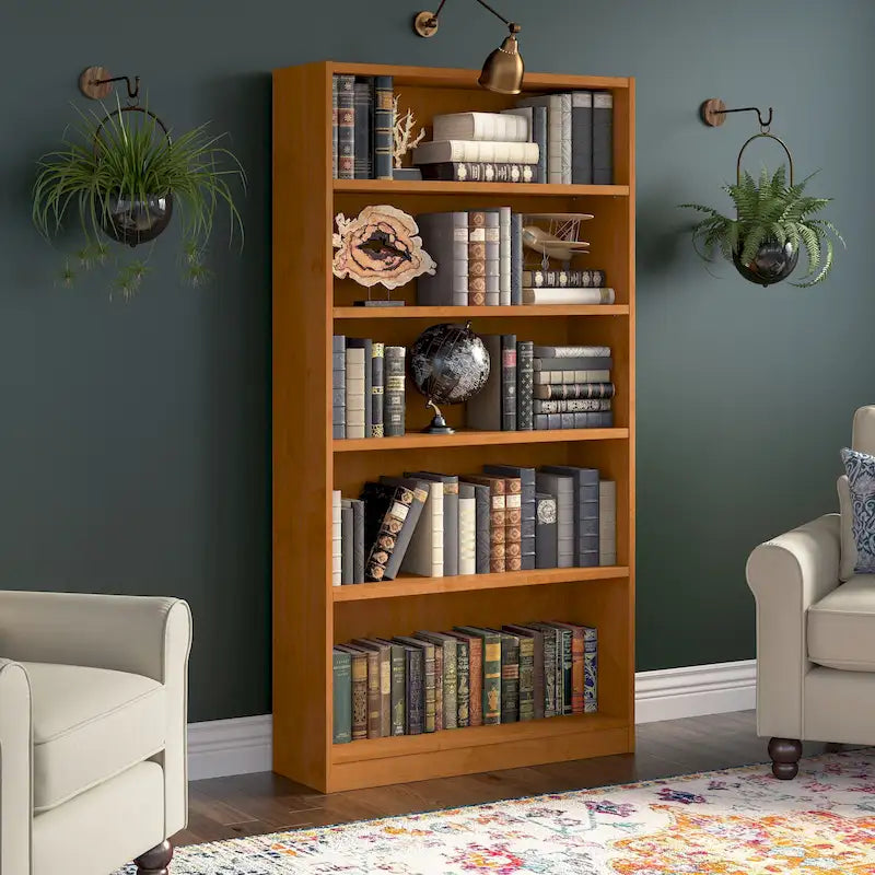 Bibliothèque haute à 5 étagères avec 3 étagères réglables, étagère en bois de 183 cm pour la maison et le bureau