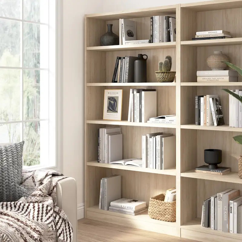 Bibliothèque haute à 5 étagères avec 3 étagères réglables, étagère en bois de 183 cm pour la maison et le bureau