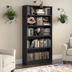 Bibliothèque haute à 5 étagères avec 3 étagères réglables, étagère en bois de 183 cm pour la maison et le bureau