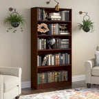 Bibliothèque haute à 5 étagères avec 3 étagères réglables, étagère en bois de 183 cm pour la maison et le bureau
