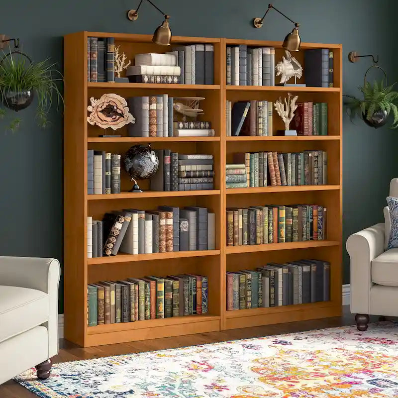 Bibliothèque haute à 5 étagères avec 3 étagères réglables, étagère en bois de 183 cm pour la maison et le bureau