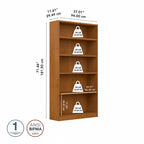 Bibliothèque haute à 5 étagères avec 3 étagères réglables, étagère en bois de 183 cm pour la maison et le bureau