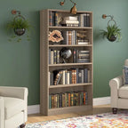 Bibliothèque haute à 5 étagères avec 3 étagères réglables, étagère en bois de 183 cm pour la maison et le bureau