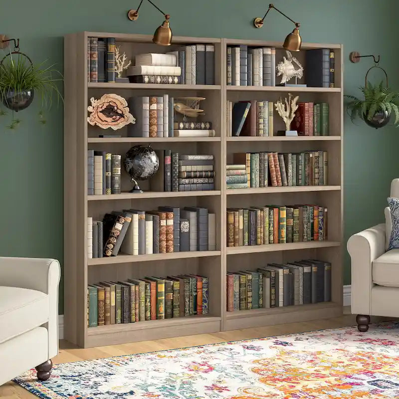 Bibliothèque haute à 5 étagères avec 3 étagères réglables, étagère en bois de 183 cm pour la maison et le bureau