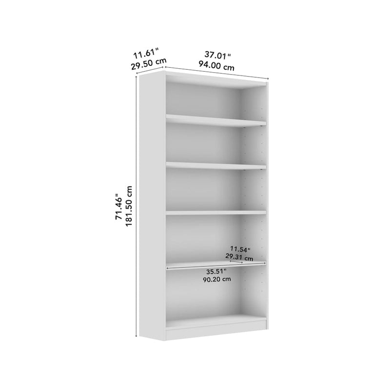 Bibliothèque haute à 5 étagères avec 3 étagères réglables, étagère en bois de 183 cm pour la maison et le bureau