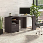 Bureau d'angle 60" pour bureau à domicile avec étagères de rangement, poste de travail informatique en L