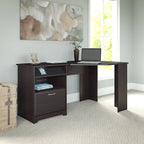 Bureau d'angle 60" pour bureau à domicile avec étagères de rangement, poste de travail informatique en L