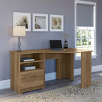 Bureau d'angle 60" pour bureau à domicile avec étagères de rangement, poste de travail informatique en L
