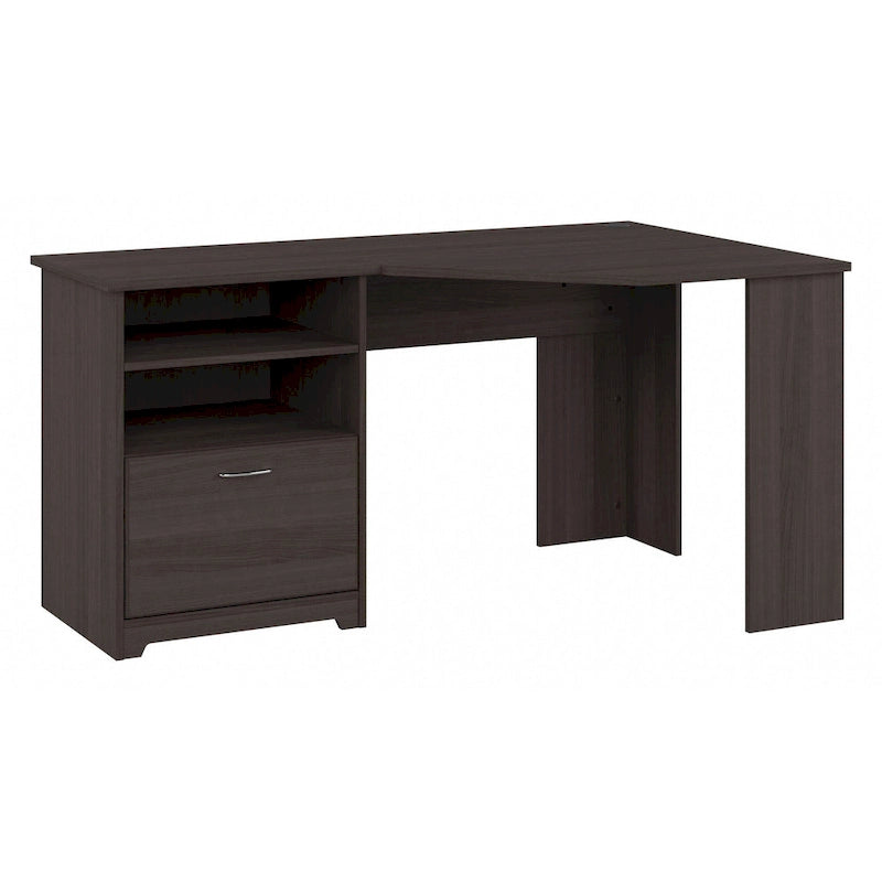 Bureau d'angle 60" pour bureau à domicile avec étagères de rangement, poste de travail informatique en L