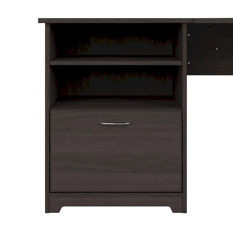 Bureau d'angle 60" pour bureau à domicile avec étagères de rangement, poste de travail informatique en L