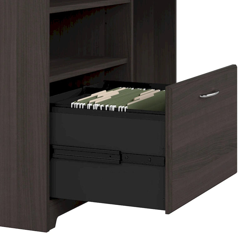 Bureau d'angle 60" pour bureau à domicile avec étagères de rangement, poste de travail informatique en L