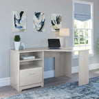 Bureau d'angle 60" pour bureau à domicile avec étagères de rangement, poste de travail informatique en L