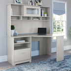Bureau d'angle 60" pour bureau à domicile avec étagères de rangement, poste de travail informatique en L