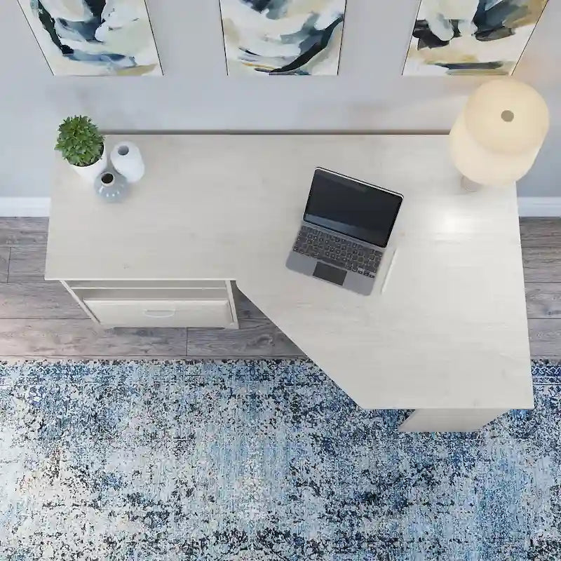 Bureau d'angle 60" pour bureau à domicile avec étagères de rangement, poste de travail informatique en L