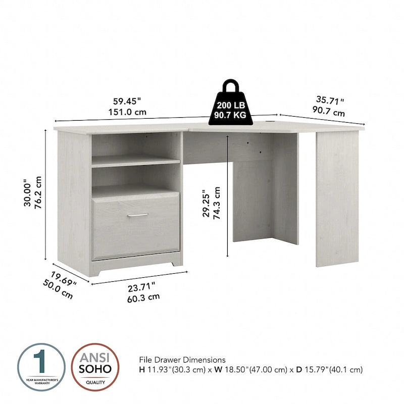 Bureau d'angle 60" pour bureau à domicile avec étagères de rangement, poste de travail informatique en L