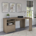 Bureau d'angle 60" pour bureau à domicile avec étagères de rangement, poste de travail informatique en L