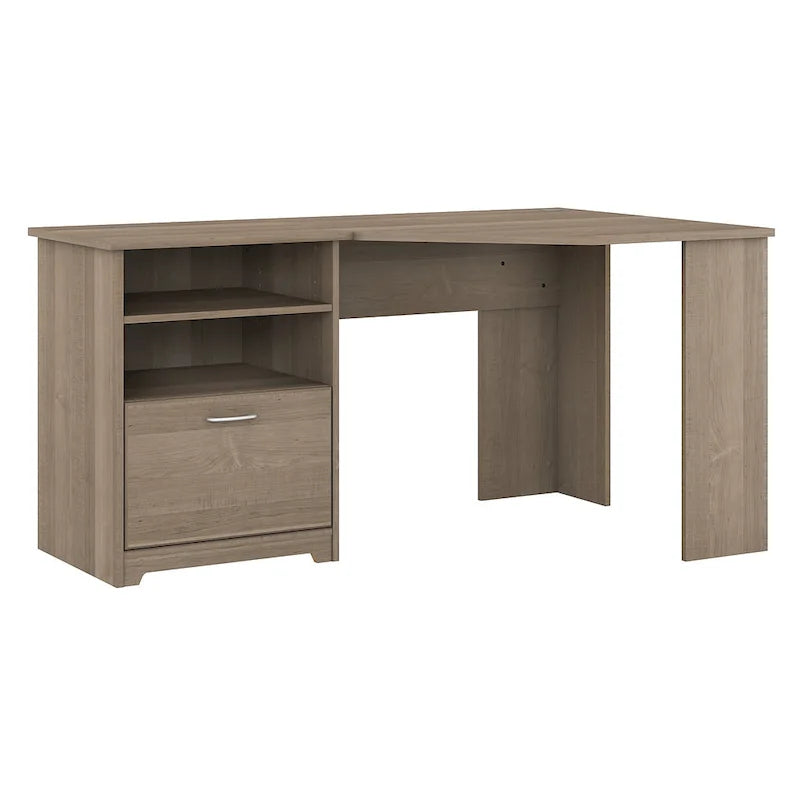 Bureau d'angle 60" pour bureau à domicile avec étagères de rangement, poste de travail informatique en L