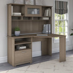 Bureau d'angle 60" pour bureau à domicile avec étagères de rangement, poste de travail informatique en L