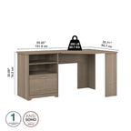 Bureau d'angle 60" pour bureau à domicile avec étagères de rangement, poste de travail informatique en L