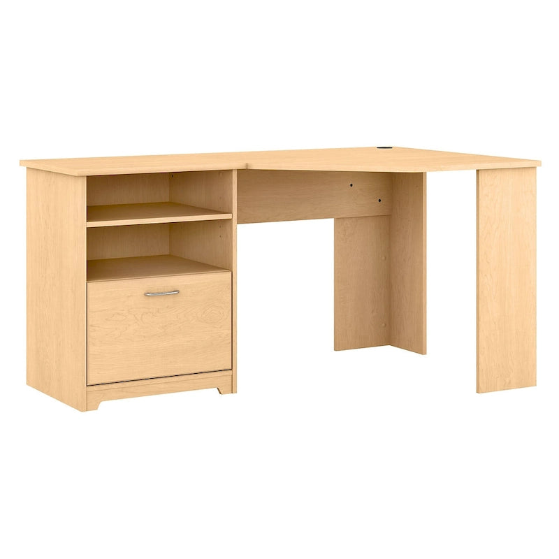 Bureau d'angle 60" pour bureau à domicile avec étagères de rangement, poste de travail informatique en L