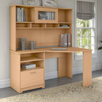 Bureau d'angle 60" pour bureau à domicile avec étagères de rangement, poste de travail informatique en L