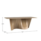 Table de salle à manger en bois massif Wave Base, Table de cuisine et de salle à manger moderne du milieu du siècle