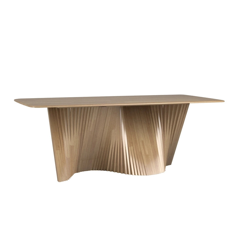 Table de salle à manger en bois massif Wave Base, Table de cuisine et de salle à manger moderne du milieu du siècle